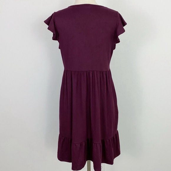 Boutique Ruffle Sleeve/Hem Dress w/Pockets Women’s M (8/10) Mulberry - Picture 7 of 13